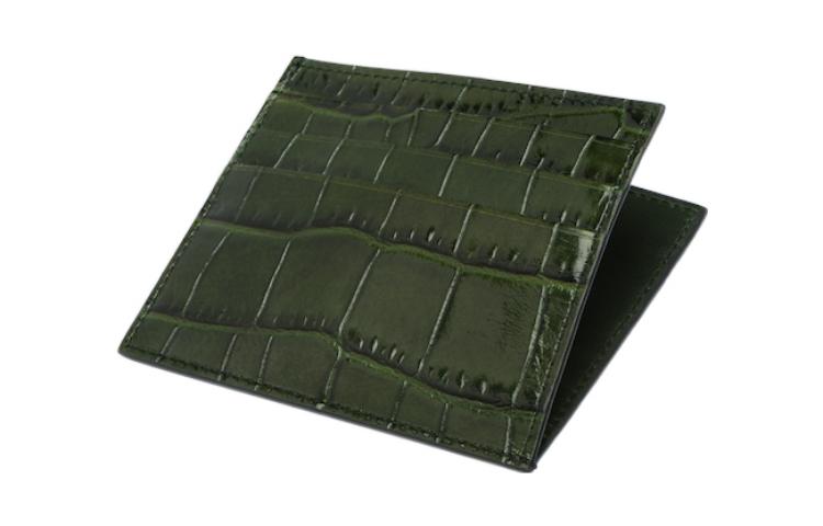 PRADA Crocodile Leather Card Holder Men's Emerald Green