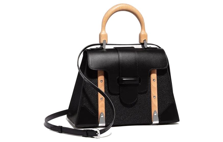 GOYARD Saigon Crumbsie Leather With Decise Bullhide Shoulder Bag Crossbody Bag Handbag Small Size Unisex Black