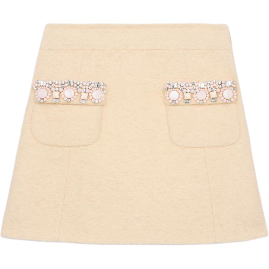 CELINE Embroidered Mini Skirt In Bouclette Natté