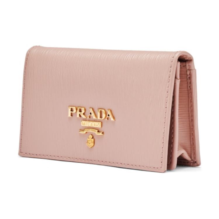 PRADA Cow Leather Card Holder Women's Pink