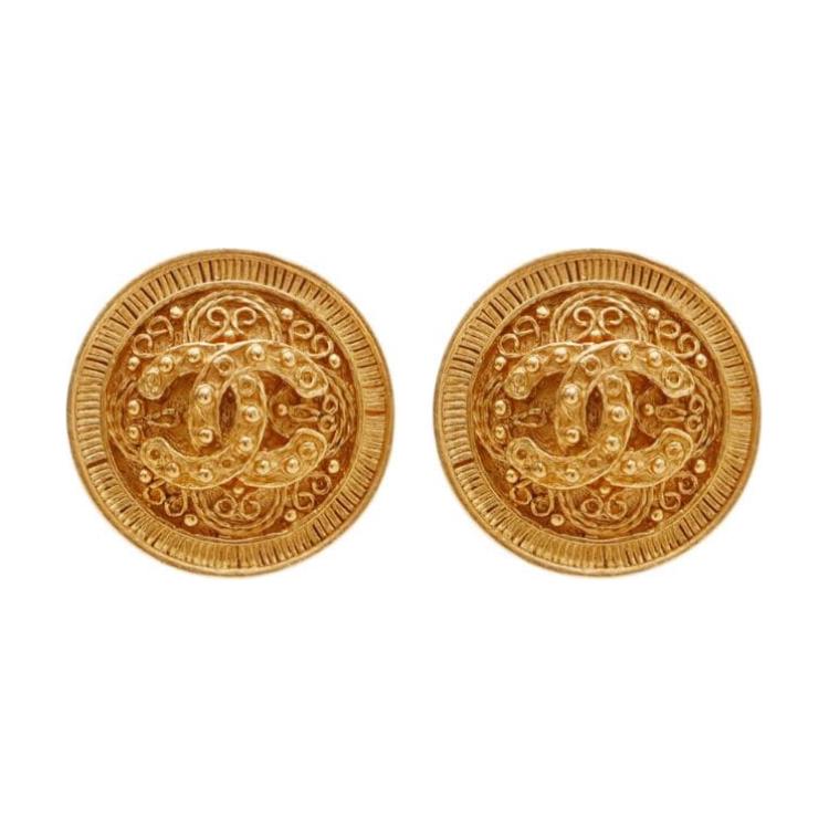 CHANEL 1994 Plated Cc Clip On Earrings Costume Earrings