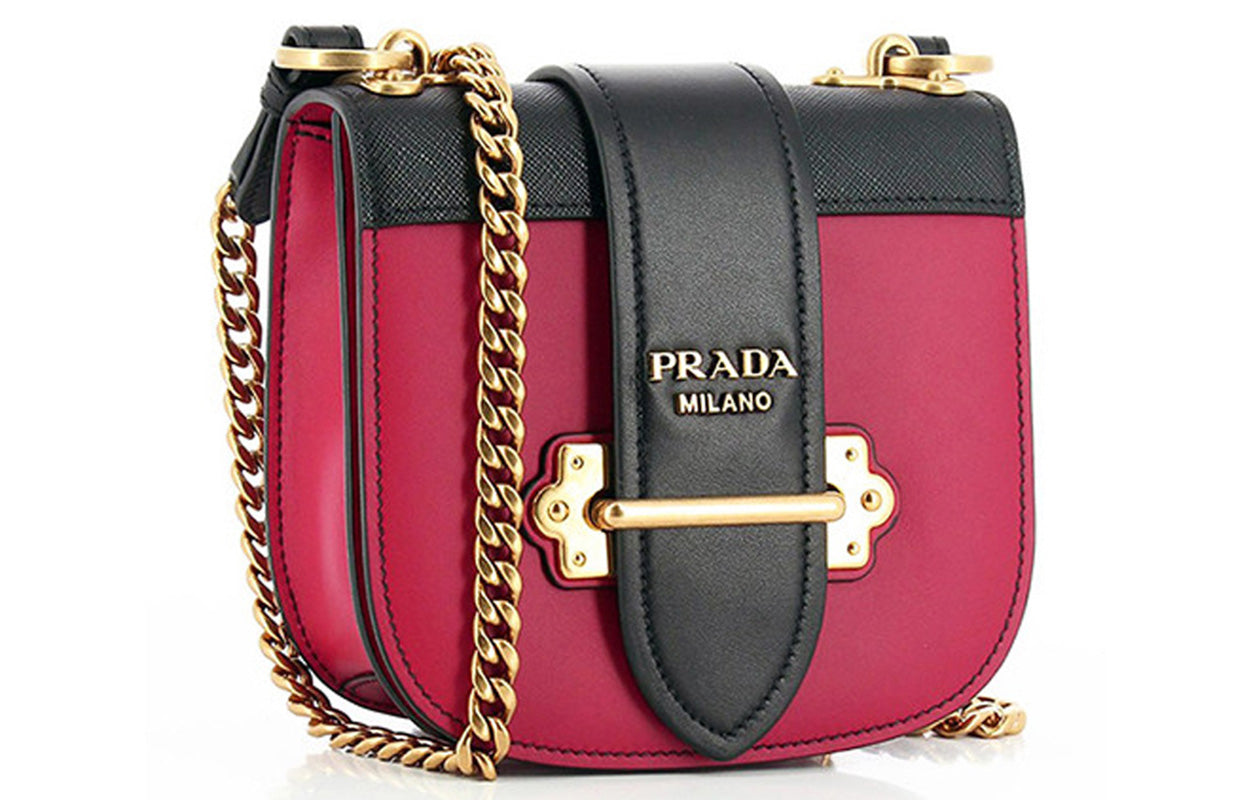 PRADA Cow Leather Shoulder Bag Crossbody Bag Regular Women's Red