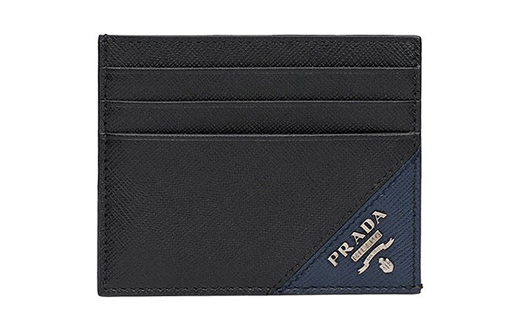 PRADA Cow Leather Card Clip Card Holder Men's Black