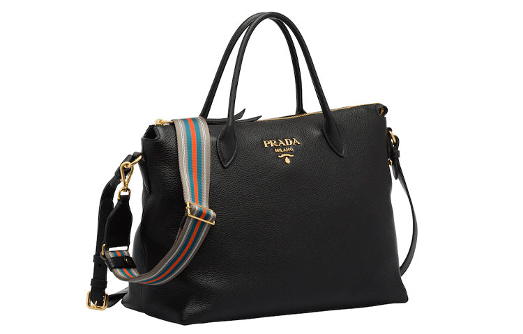 PRADA Calfskin Shoulder Bag Crossbody Bag Women's Black