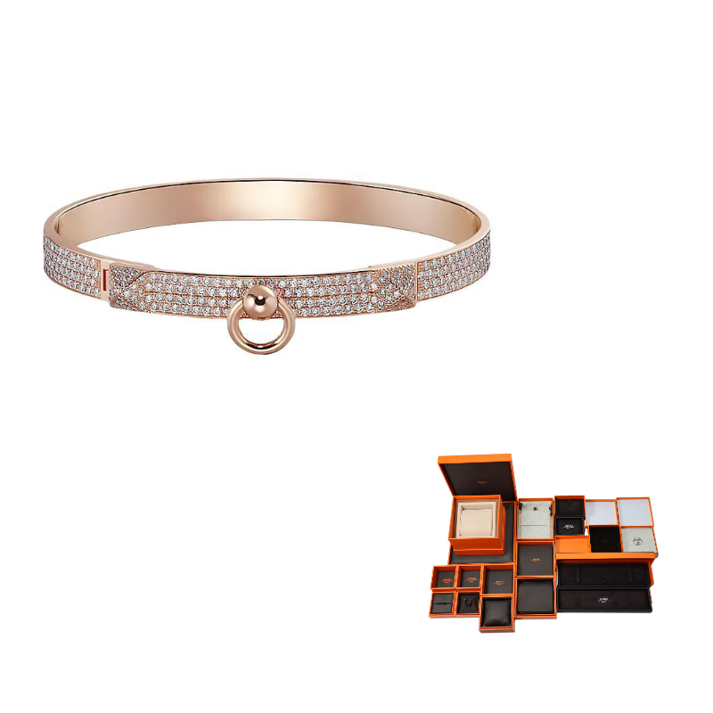 HERMES 18K Rose Gold Bangles Women's Rose Gold