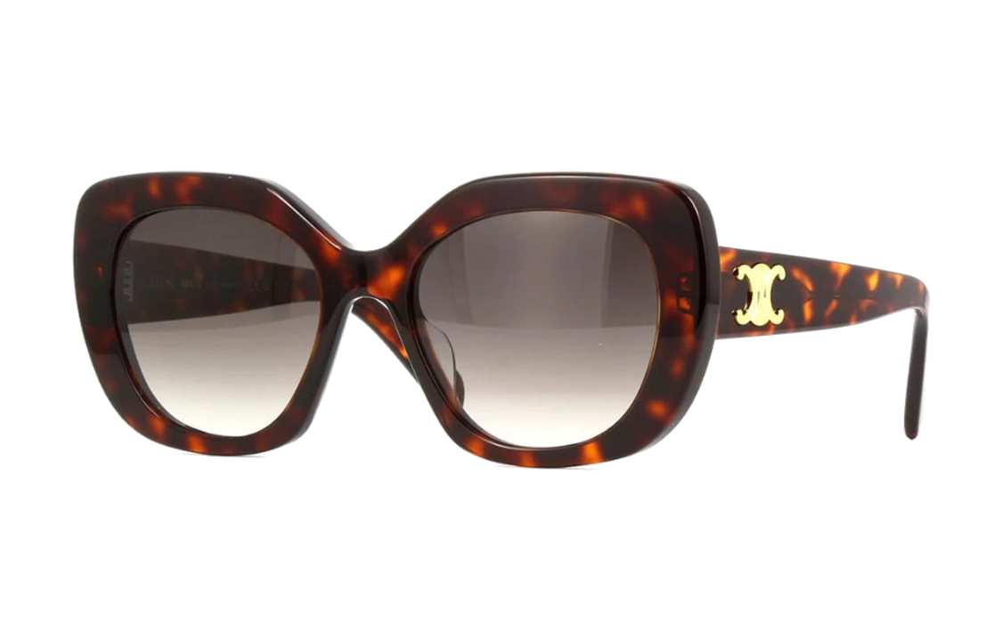 CELINE Acetate Irregular Shape Sunglasses Unisex Red Brown