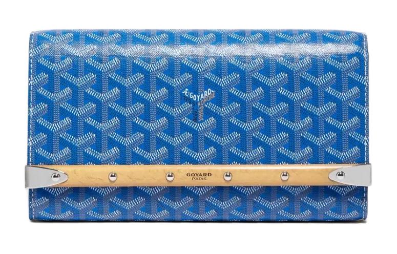 GOYARD MONTE-CARLO Canvas With Calfskin One Shoulder Crossbody Clutches Small Size Unisex Blue