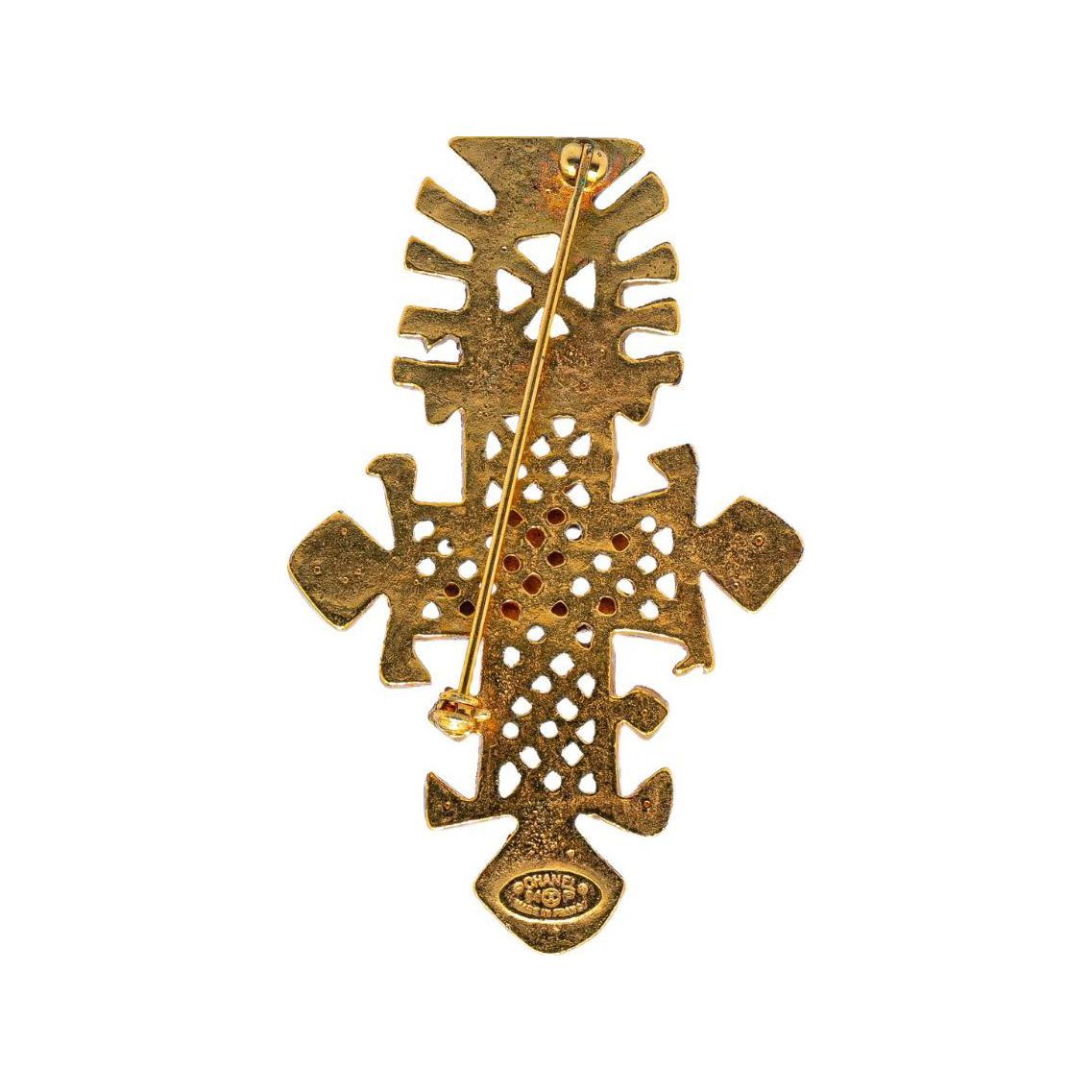 CHANEL 1994 Plated Cc Cross Costume Brooch