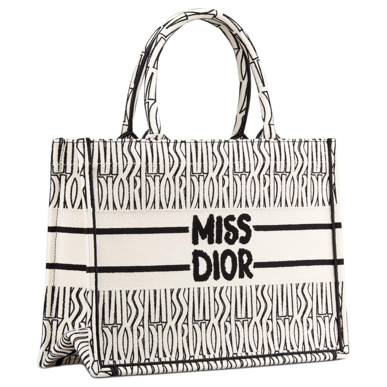 DIOR BookToteMiss Dior Cotton Tote Bag, Shopping Bag, Handbag Medium Size Women's White