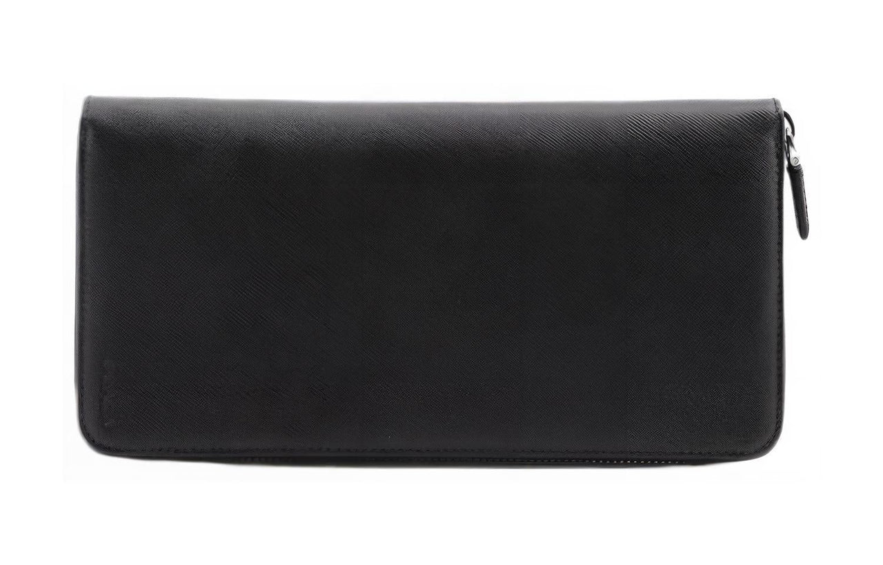 PRADA Cow Leather Clutch Wallet Unisex Black
