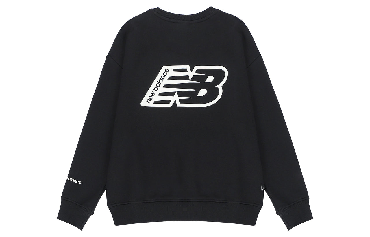 (WMNS) New Balance Essentials Sweatshirt Asia Sizing 'Black White' AWT23514-BK