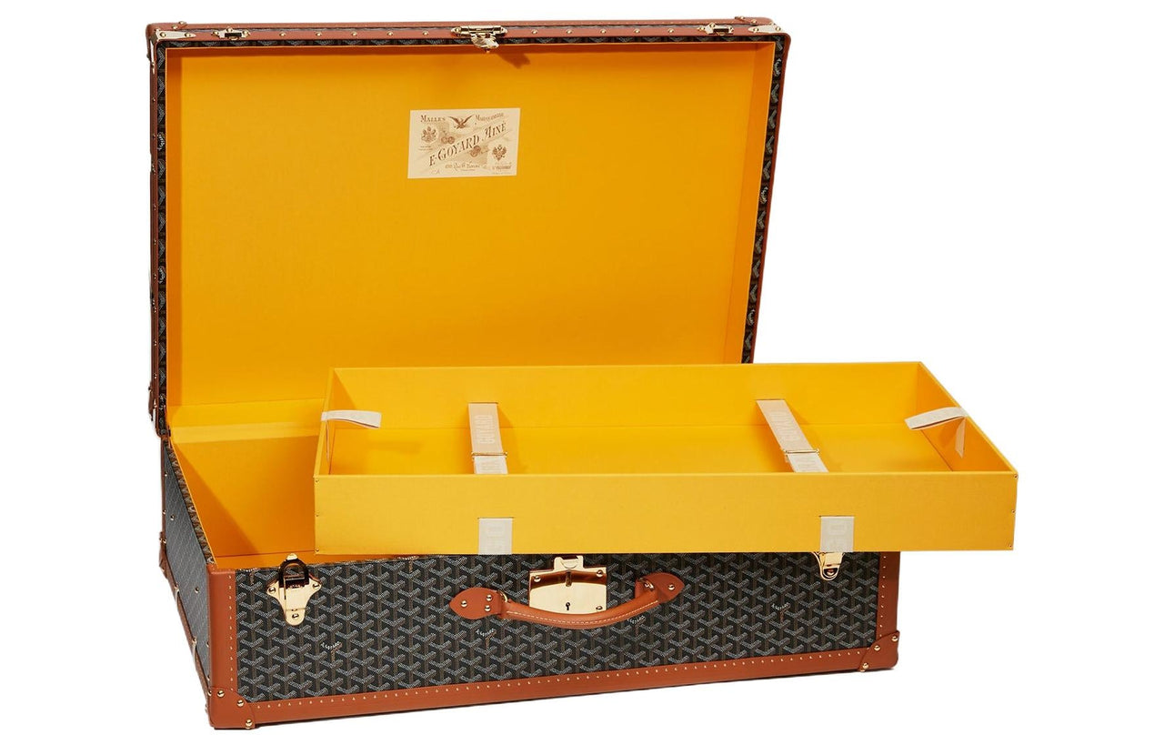 GOYARD PALACE Canvas With Leather Suitcase Hard Case Unisex Brown