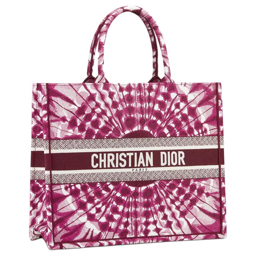 DIOR Miss Dior Cotton Tote Bag Shopping Bag Handbag Large Size Women's Purple