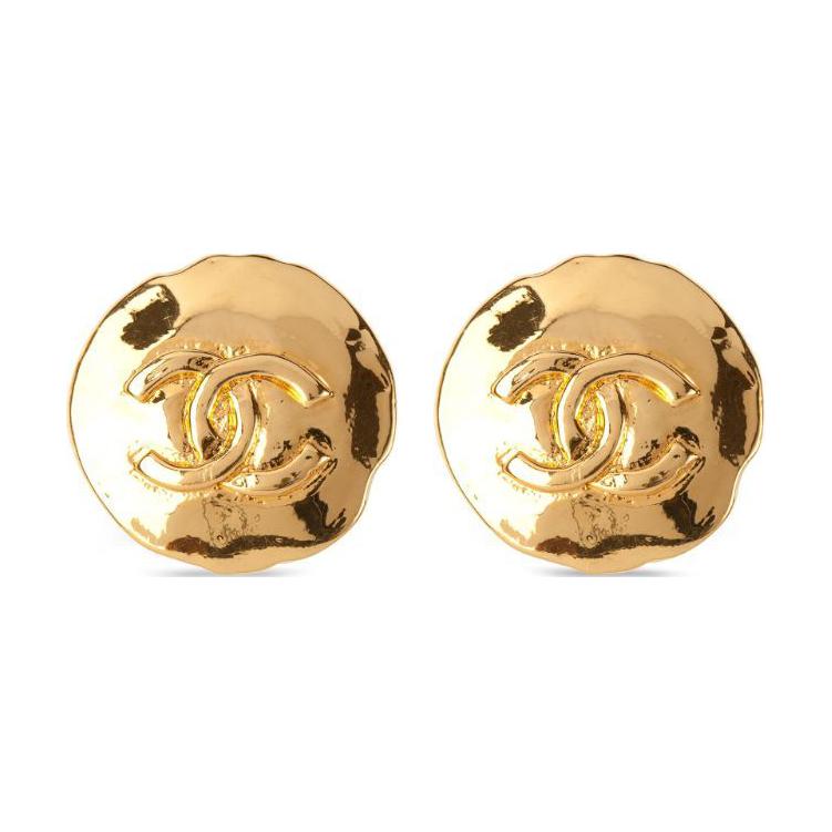 CHANEL 1993 Cc Round Clip on Earrings