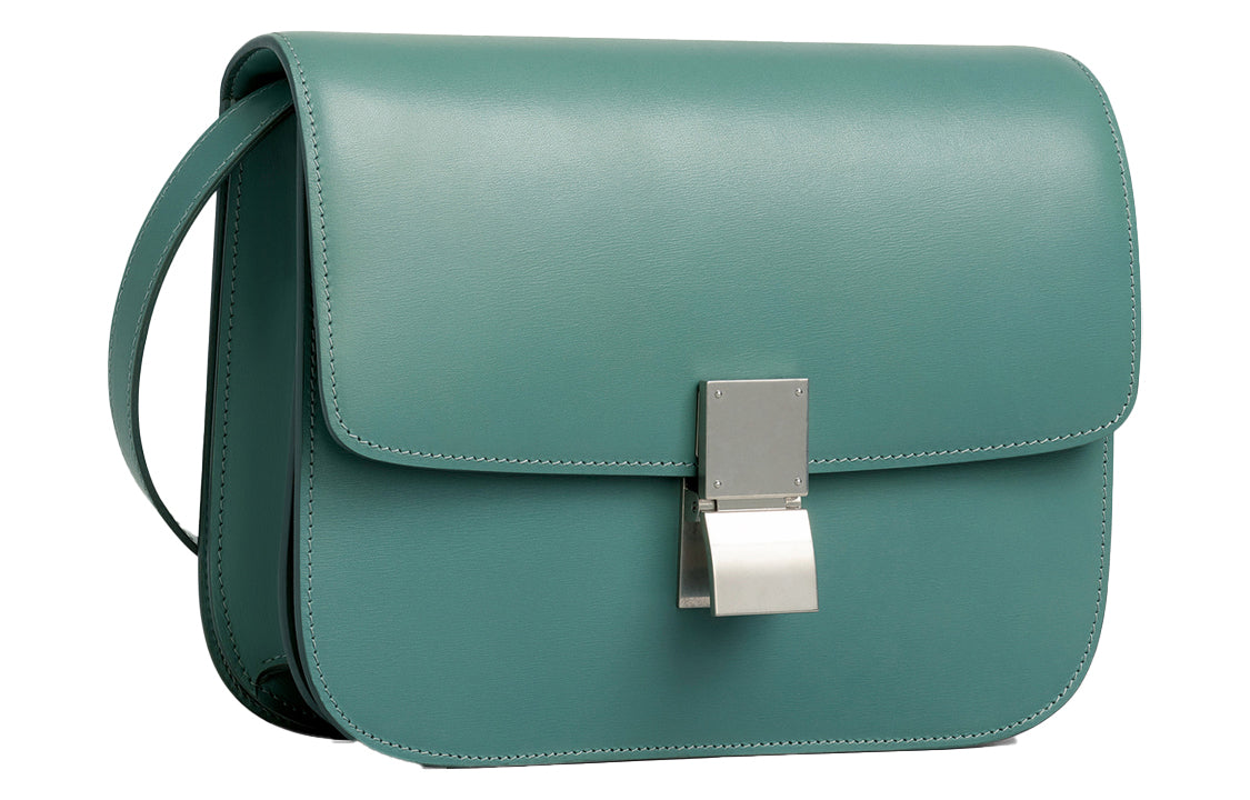 CELINE Classic Bo Polished Cow Leather Crossbody Bags Shoulder Bags Medium Size Women's Celadon Green