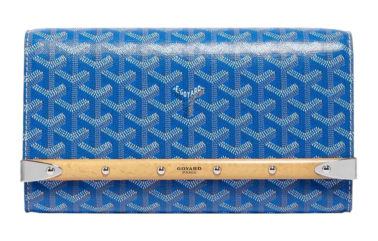 GOYARD MONTE-CARLO Canvas With Leather Clutches Crossbody Bags Small Size Women's Sky Blue