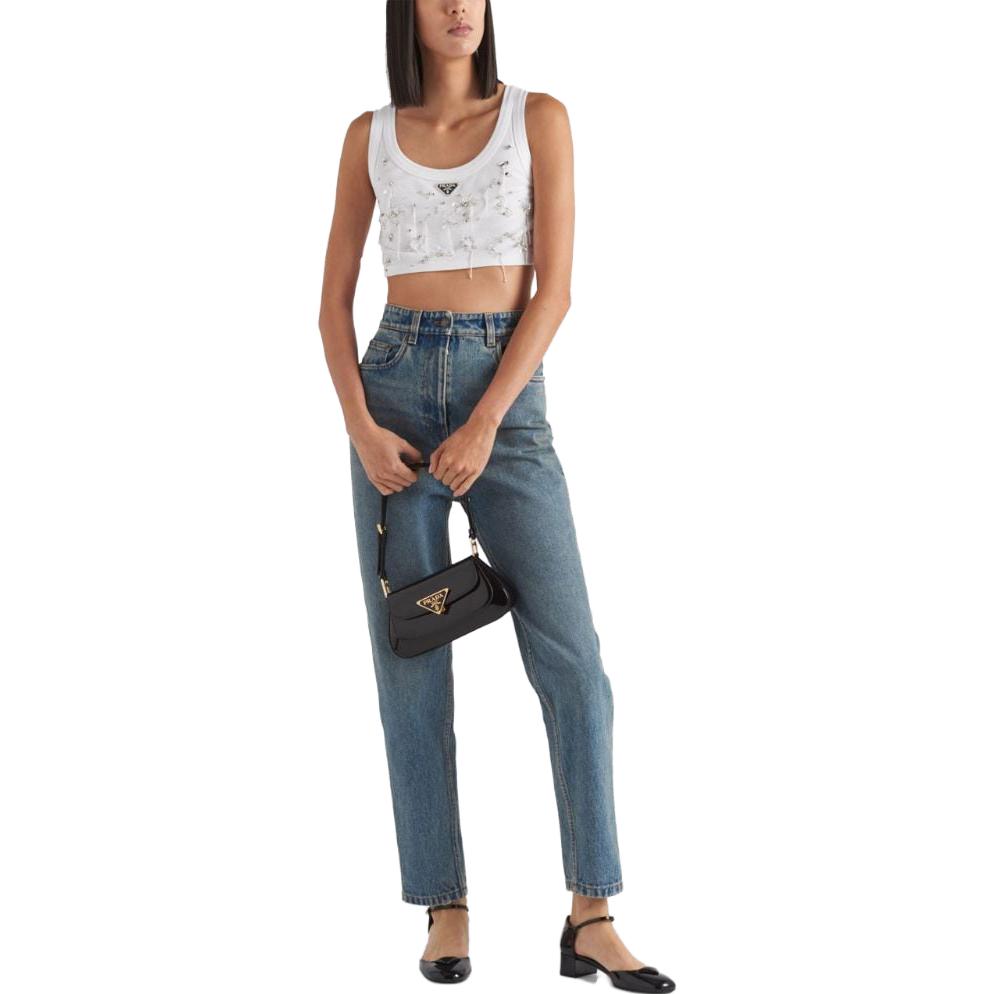 PRADA Crystal-embroidered Ribbed Tank Top