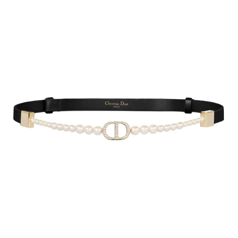DIOR Calfskin Leather Belts Women's Black Width 1.5CM