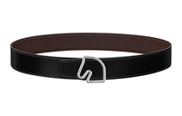 HERMES Tete De Cheval Smooth Buckle Leather Belts Unisex Black Width: 3.8CM