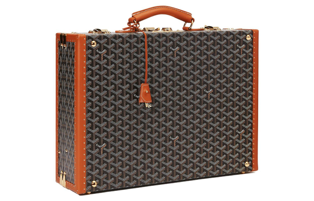 GOYARD Manoir Canvas With Leather Briefcases Medium Size Unisex Black Brown