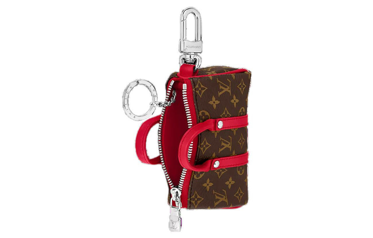 LOUIS VUITTON Keepall Canvas With Leather Monkey Bag Keychain Accessory Men's Red