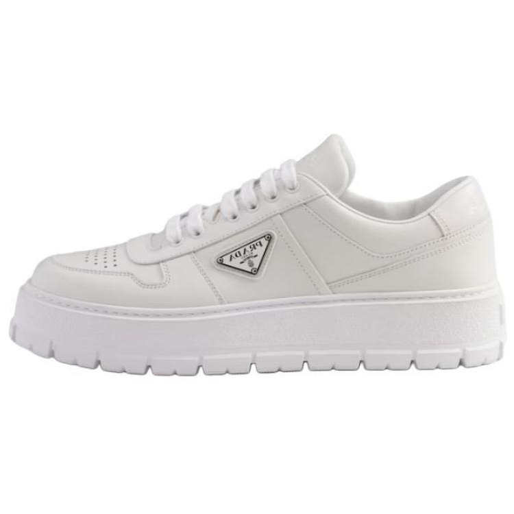 PRADA Low Top Skateboard Shoes Men's White