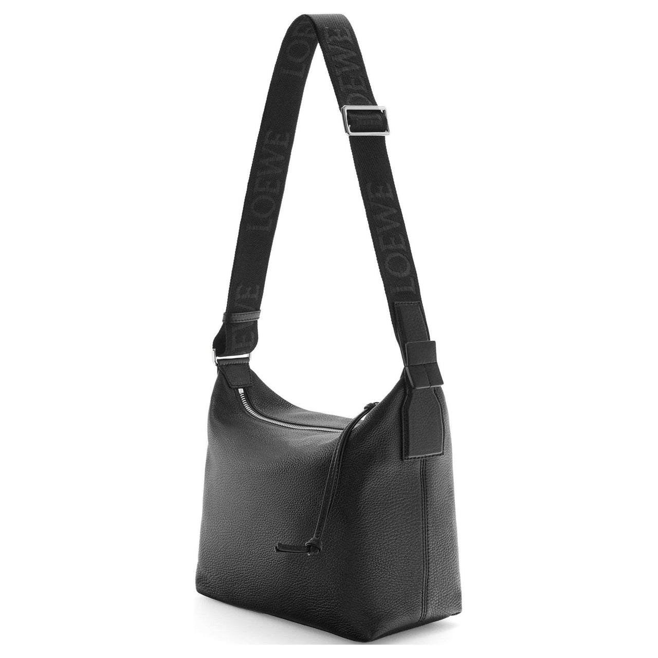 LOEWE Cubi Grained Calfskin Crossbody Bag Shoulder Bag Small Size Unisex Black