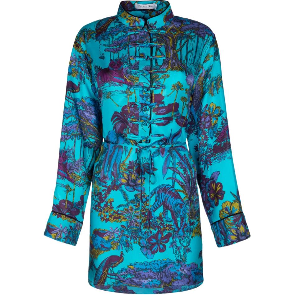 DIOR All Over Patterned Long Sleeved Dress