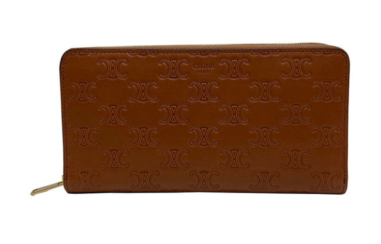 CELINE Cow Leather Wallet Women's Brown
