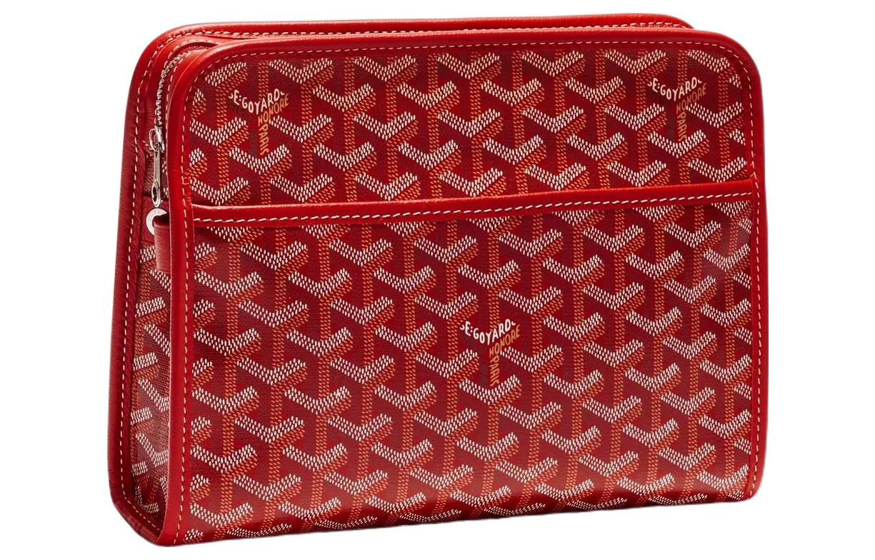 GOYARD JOUVENCE Canvas With Leather Travel Storage Bags Handheld Toiletry Bags Medium Size Unisex Red