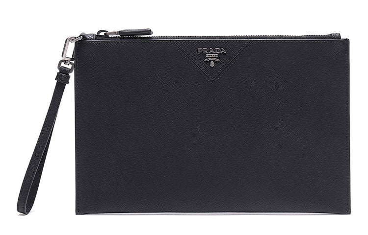 PRADA Cow Leather Clutch Regular Men's Black