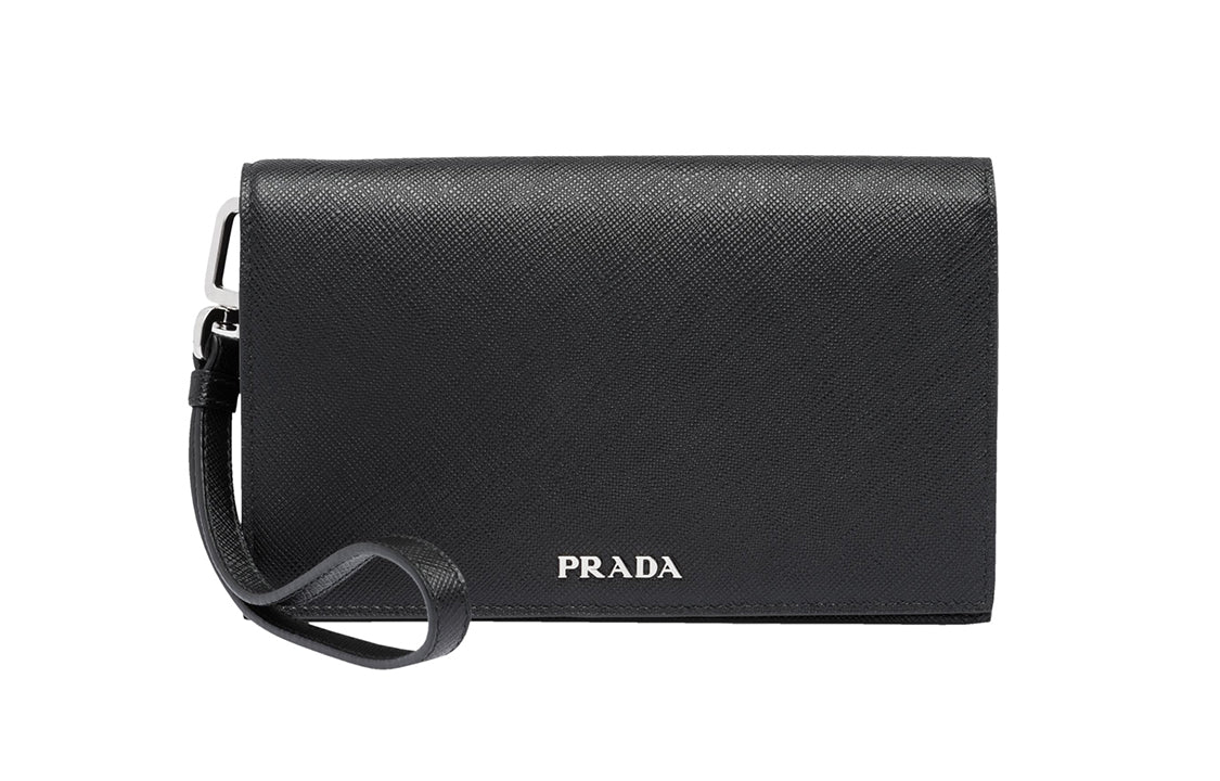 PRADA Cow Leather Clutch Women's Black