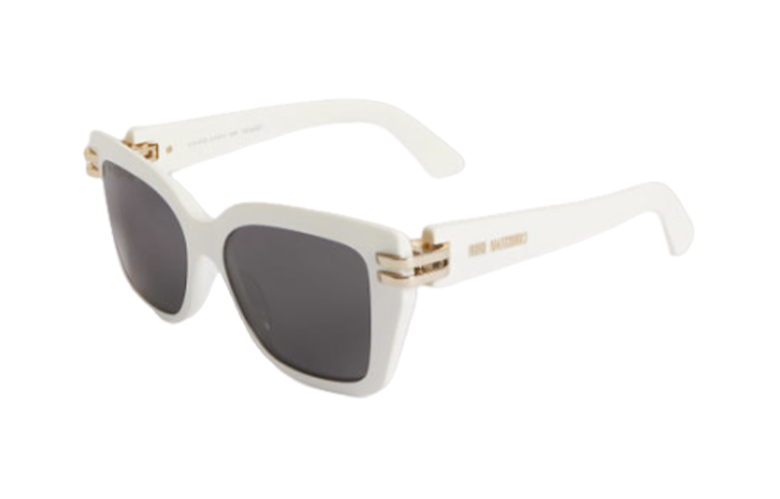 DIOR Acetate Irregular Shape Sunglasses Women's White