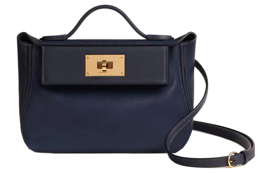 HERMES 24/24 Volupto With Swift Calfskin Handbag Shoulder Bag Crossbody Bag Mini Women's Midnight Blue Indigo Blue