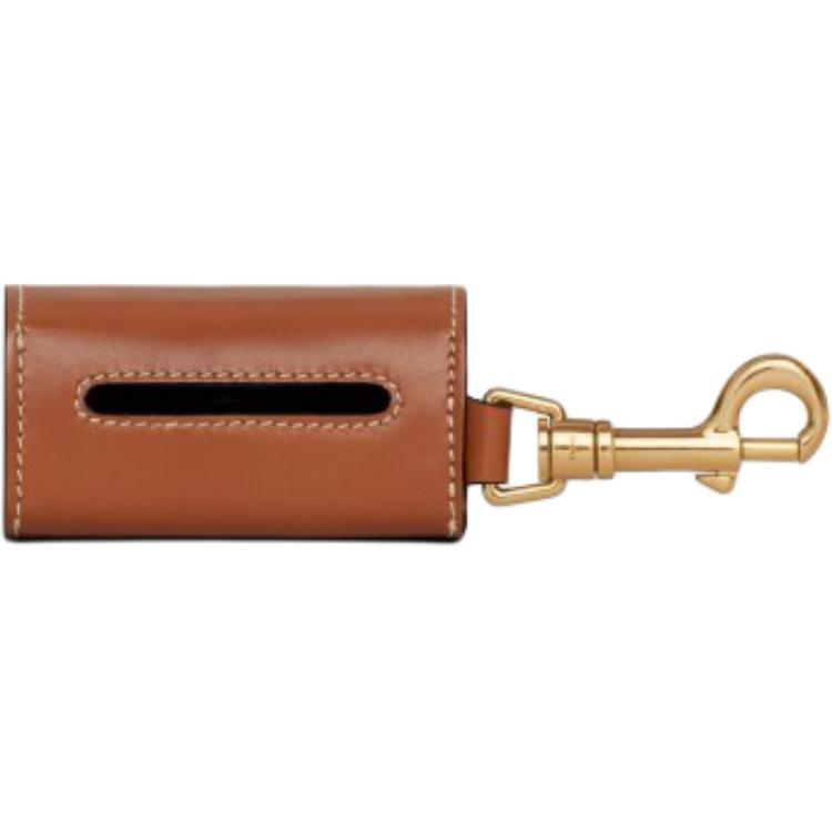 CELINE Cow Leather Storage Bag Unisex Tawny