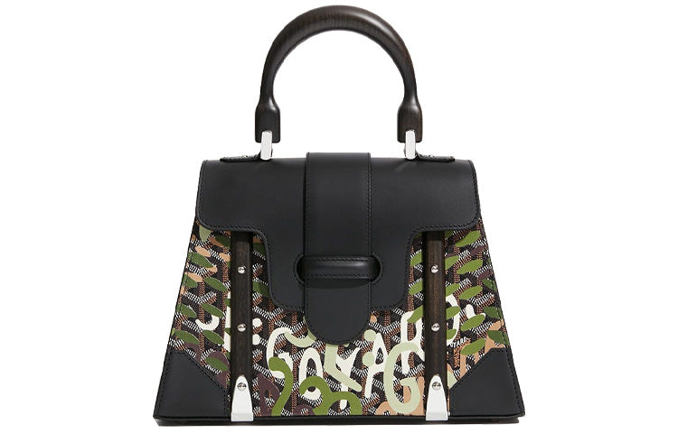 GOYARD Saigon Canvas With Leather Shoulder Bag Crossbody Bag Handbag Small Size Women's Black/Green