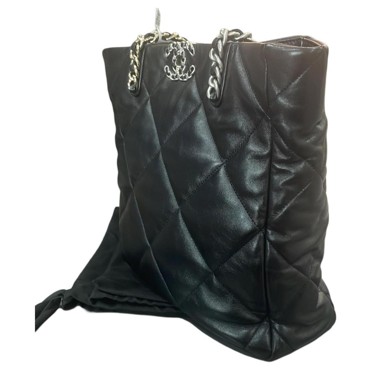 CHANEL 19Bag Lambskin Tote Bag Shopping Bag Shoulder Bags Women's Black