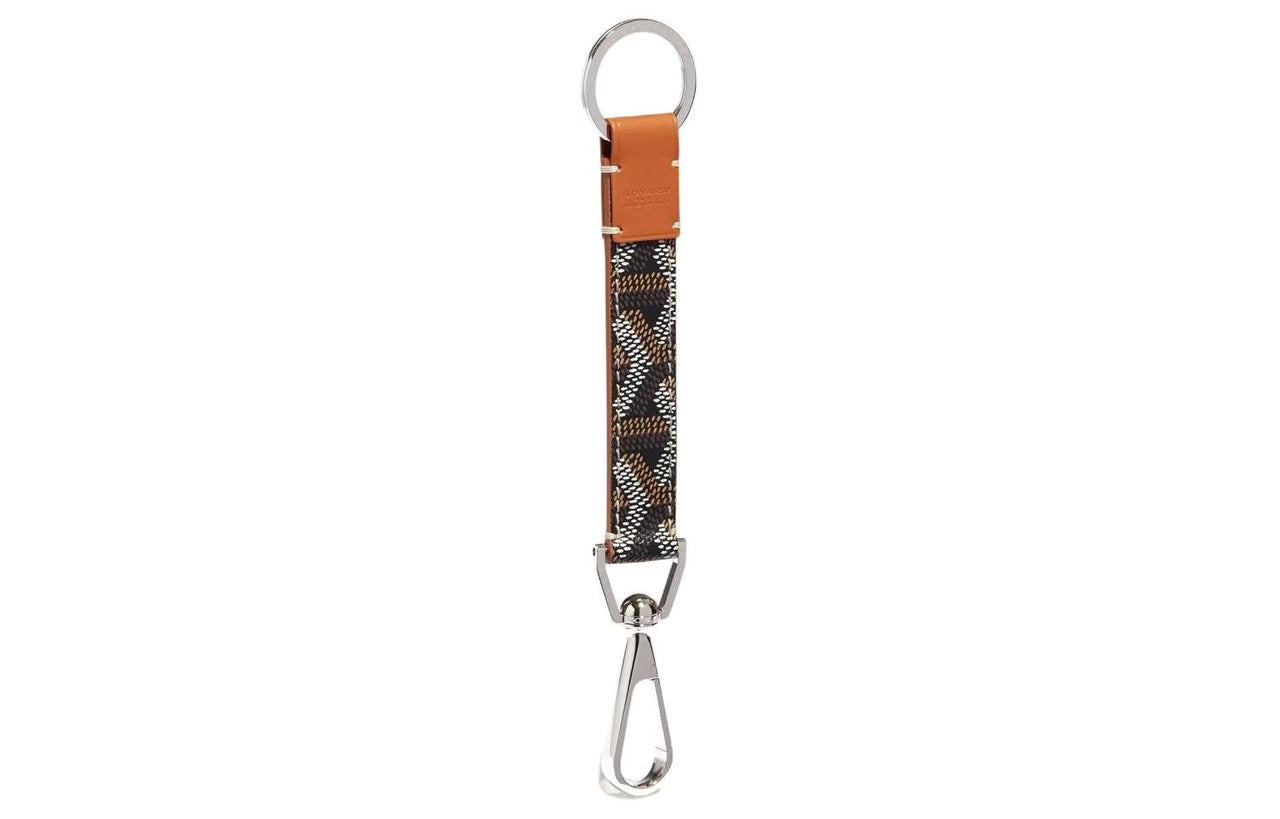 GOYARD Canvas With Calfskin Keychain Bag Accessory Unisex Brown & Black