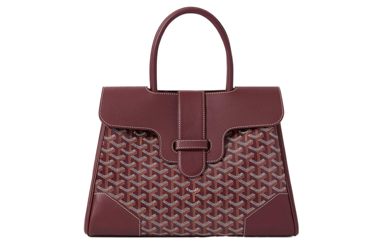 GOYARD Saigon Canvas With Leather Xigong Tote Handbags Shoulder Bags Large Size Unisex Burgundy