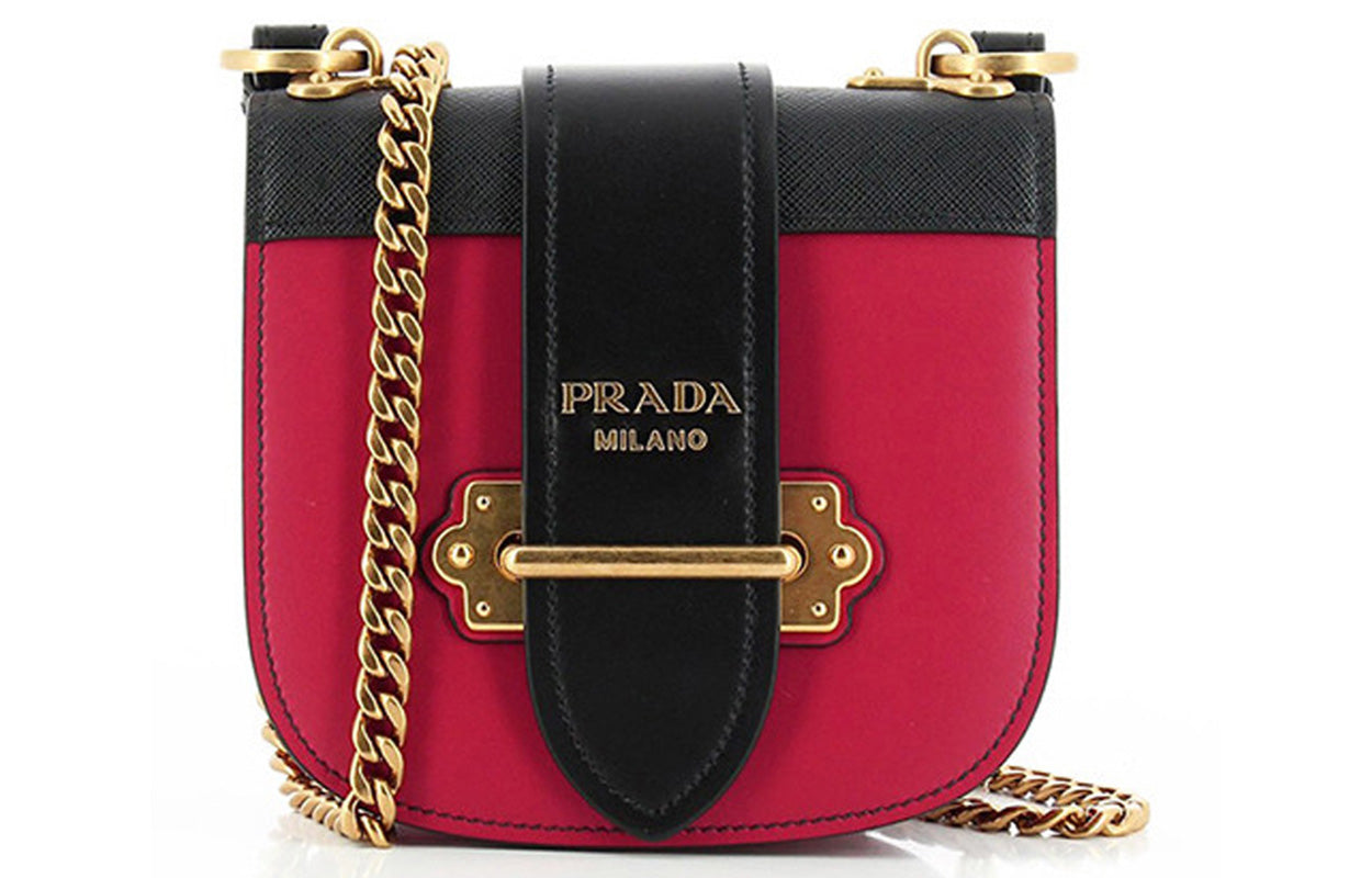 PRADA Cow Leather Shoulder Bag Crossbody Bag Regular Women's Red