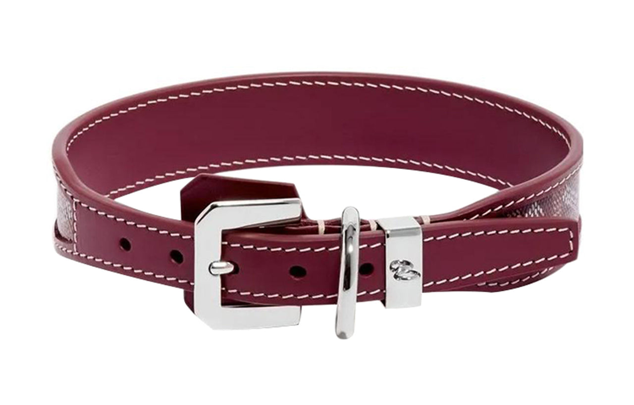 GOYARD Goyardine Canvas With Clamecy Cow Leather Dog's Teeth Collar Bag Accessory Unisex Burgundy