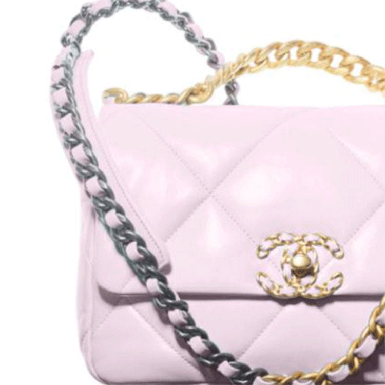 CHANEL 19Bag Sheepskin Mouth Cover Bag Crossbody Bag Small Size Women's Pink