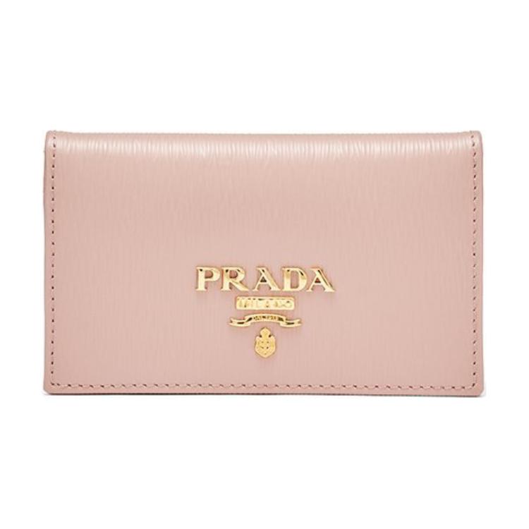 PRADA Cow Leather Card Holder Women's Pink