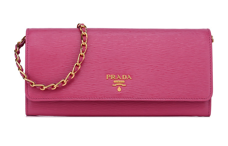 PRADA Cow Leather Wallet, Crossbody Bag, Shoulder Bag Women's Pink