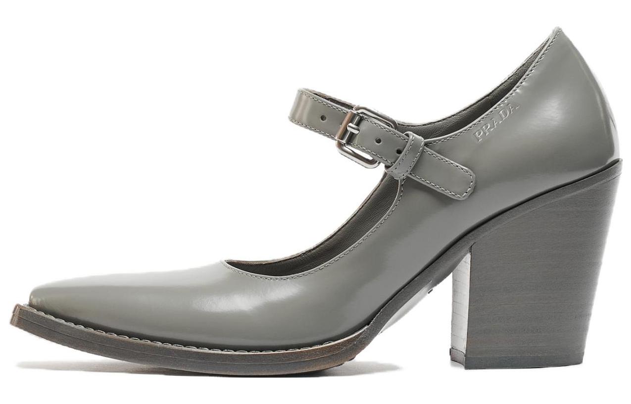 PRADA Chunky Heel High Heels 9cm Women's Gray