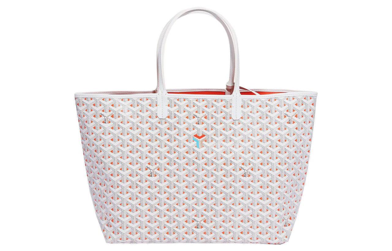 GOYARD Saint Louis Canvas With Calfskin Handbag Shoulder Bag Small Size Unisex White/Orange