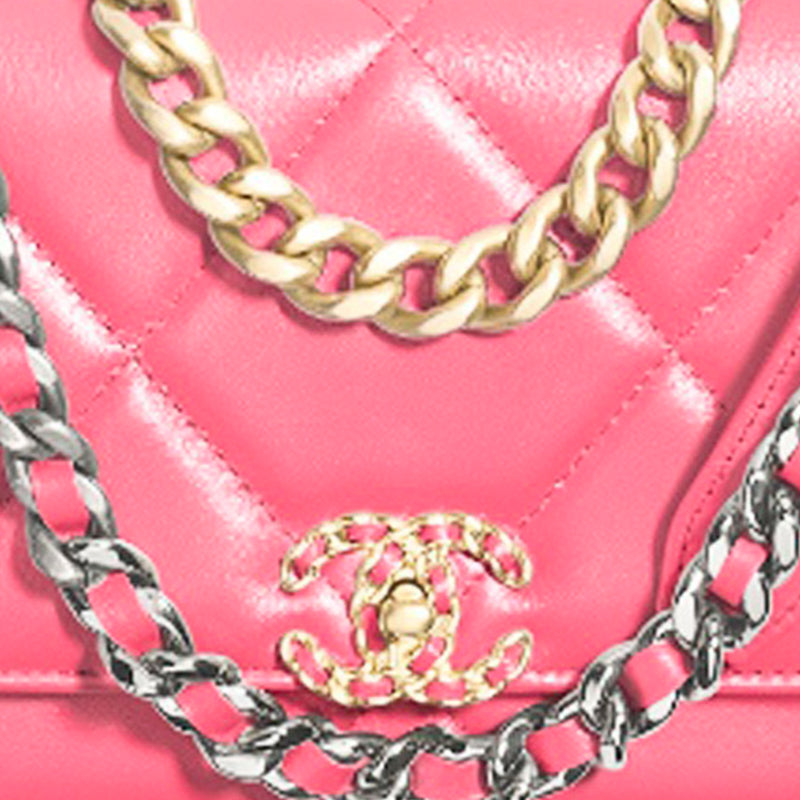 CHANEL 19Bag Sheepskin Chain Bag Shoulder Bag Crossbody Bag Women's Pink