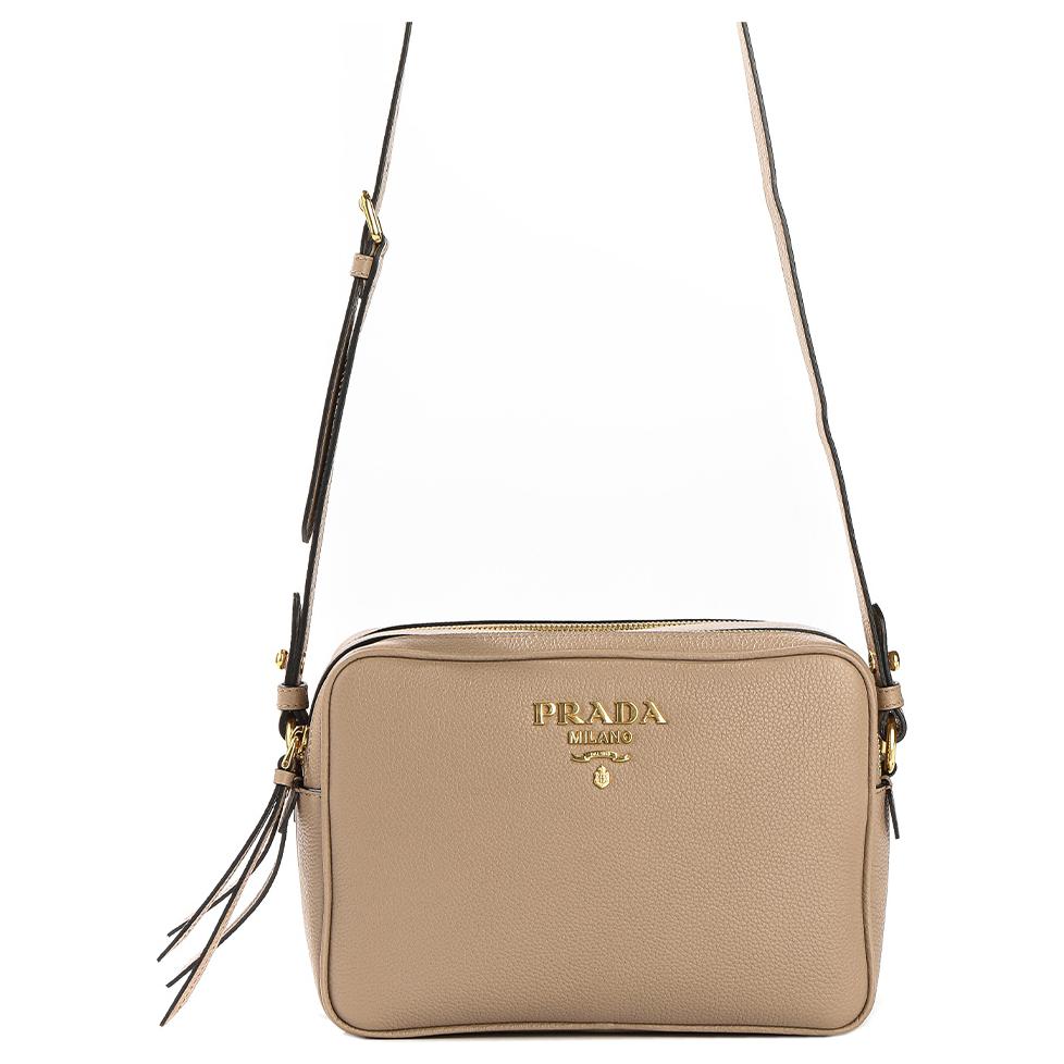PRADA Cow Leather Crossbody Bag, Shoulder Bag Women's Nude Pink