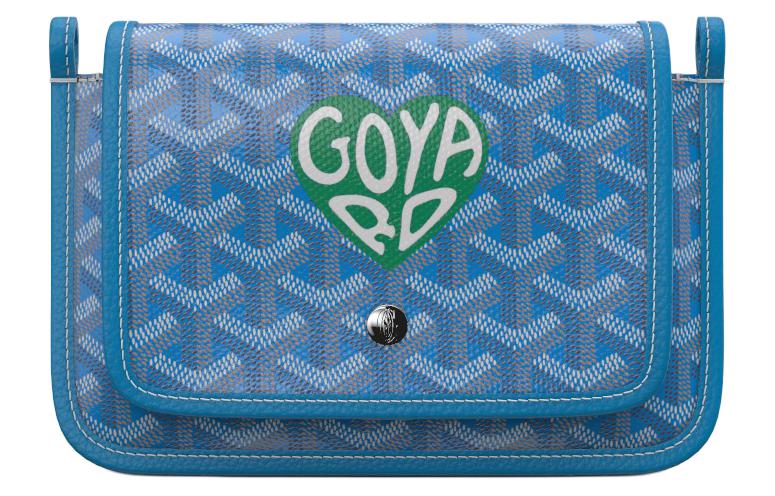 GOYARD Plumet Canvas With Leather Envelope Bag Crossbody Bag Shoulder Bag Small Size Unisex Blue With Green Small Heart