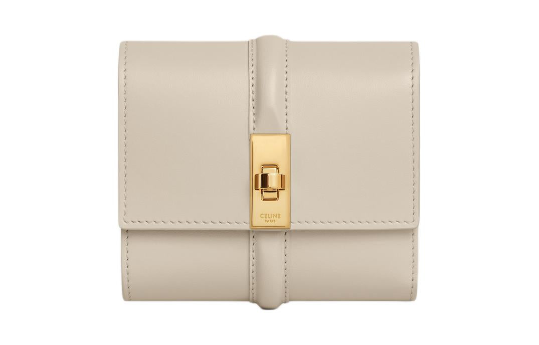 CELINE Calfskin Wallet Small Size Women's Light Stone